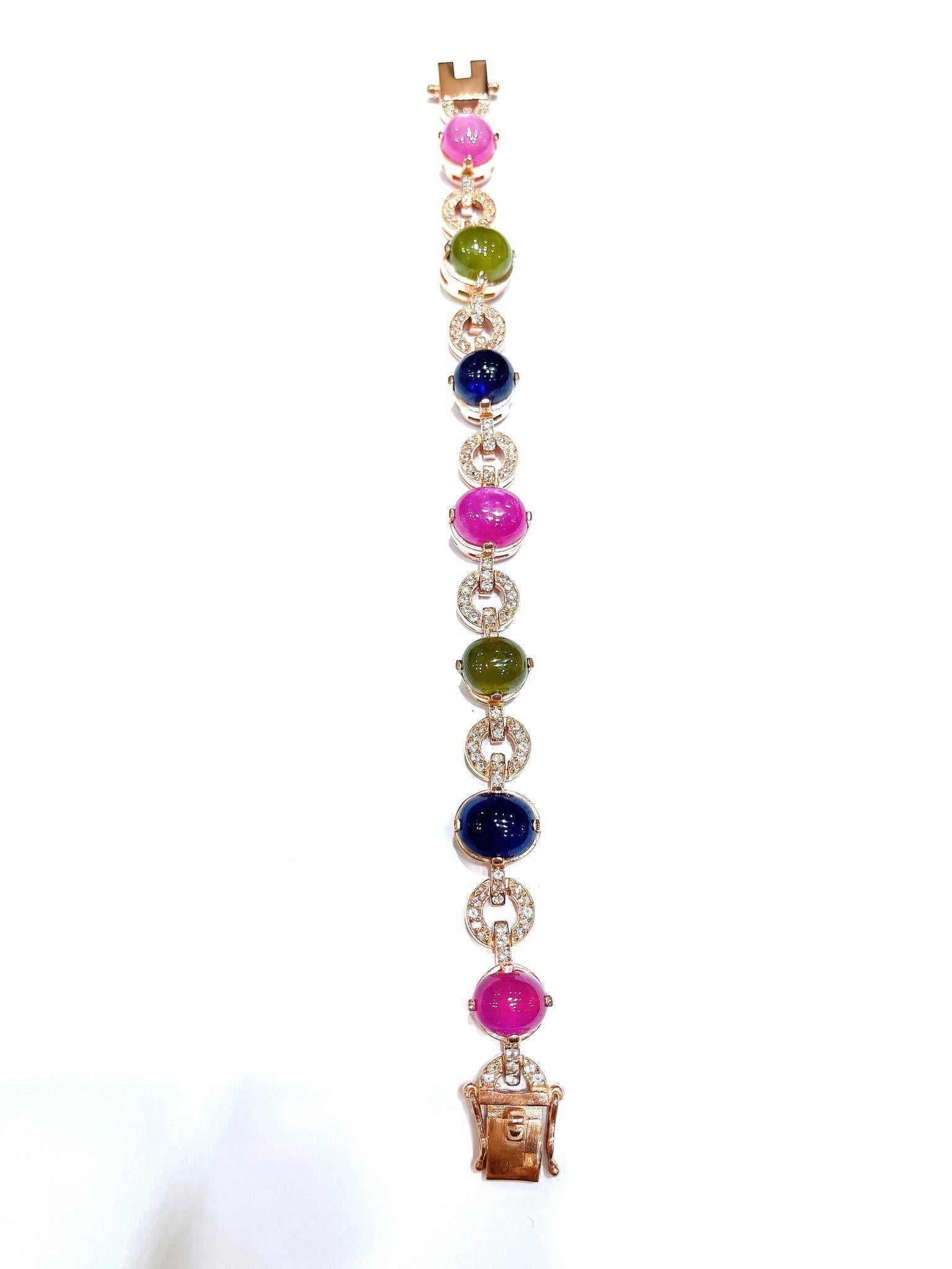 da uomo o donna Bracciale con rubini e zaffiri multicolore di Bochic 