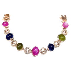 Bracelet Bochic Capri en argent et or 18 carats serti de rubis et saphirs multicolores