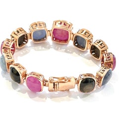 Bracciale con rubini e zaffiri multi fantasia e rubini "Capri" di Bochic in oro 18K e Siv