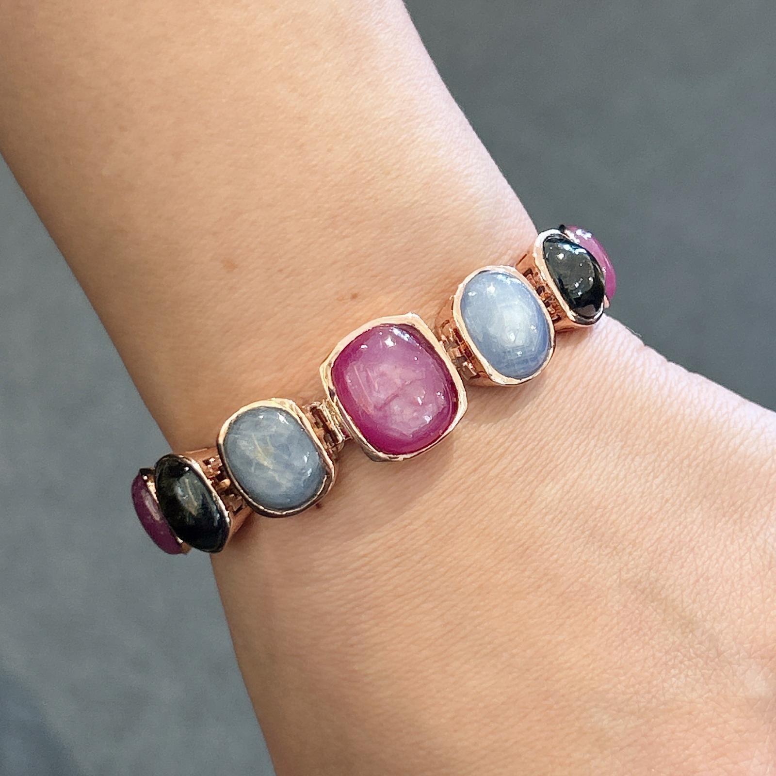 da uomo o donna Bracciale con rubini e zaffiri multi fantasia e rubini 