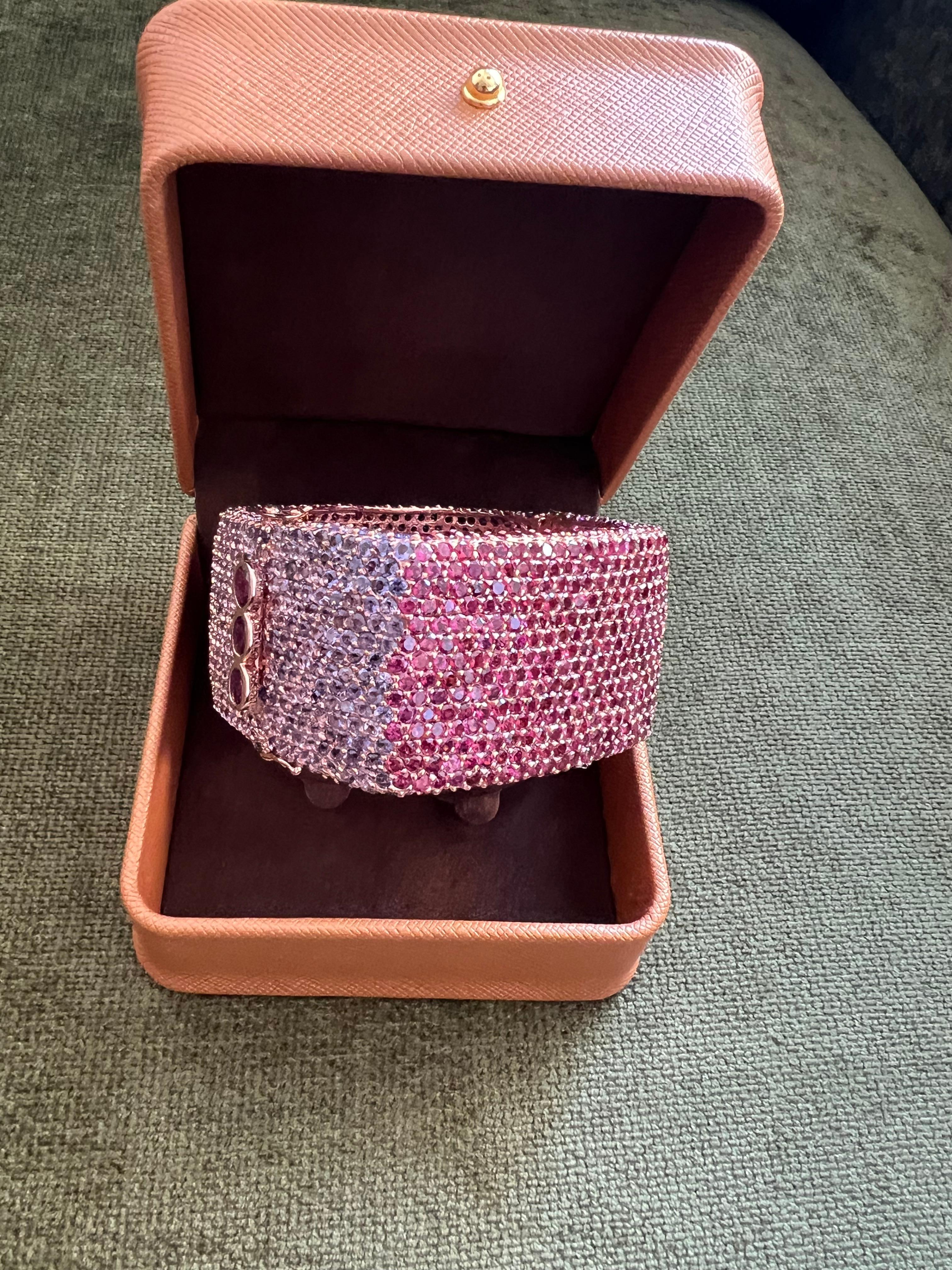 Bochic “Capri” Ruby & Multi Purple Amethyst Bangle Set In 18K Gold & Silver For Sale 8