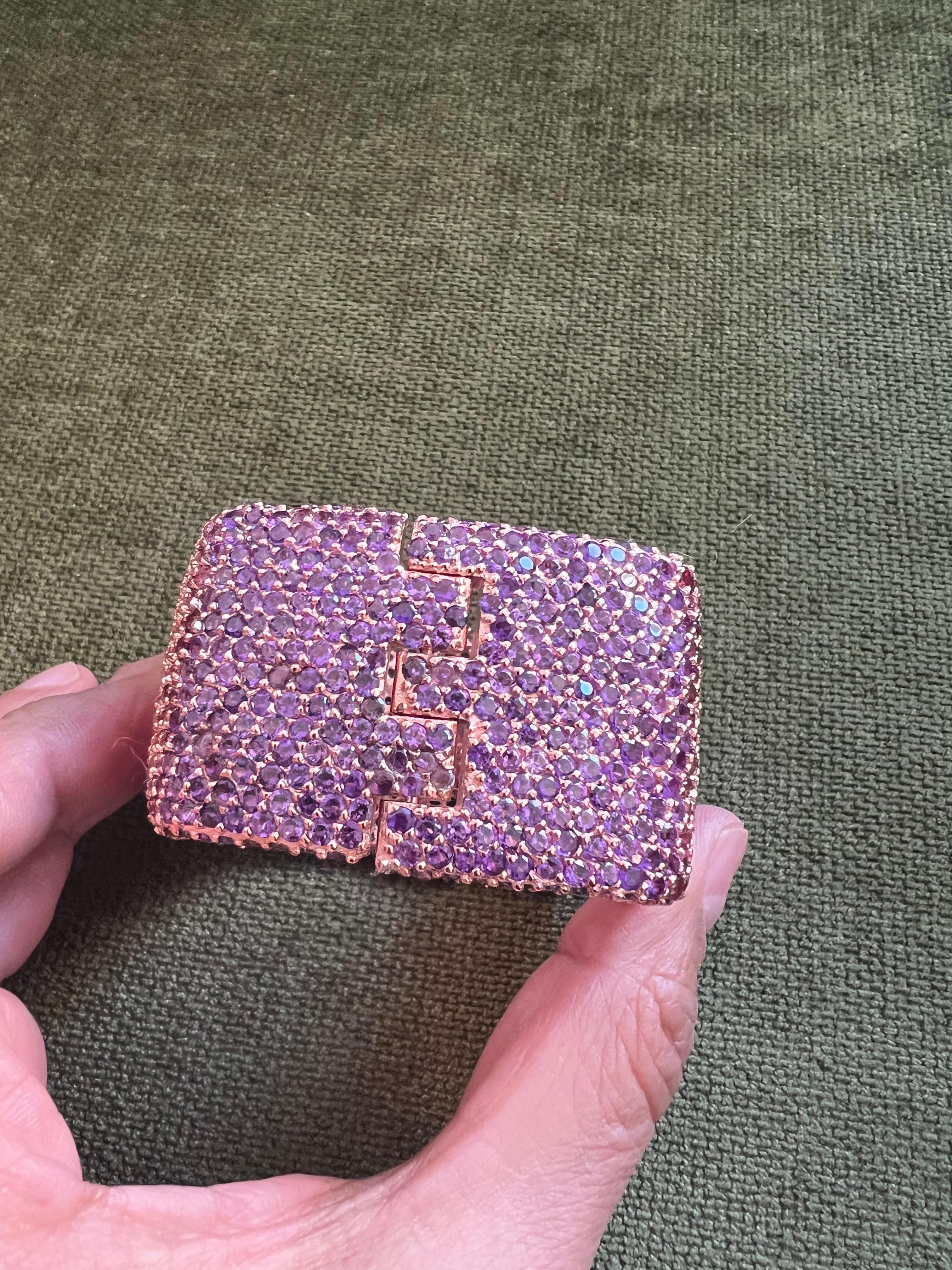 Bochic “Capri” Ruby & Multi Purple Amethyst Bangle Set In 18K Gold & Silver For Sale 11