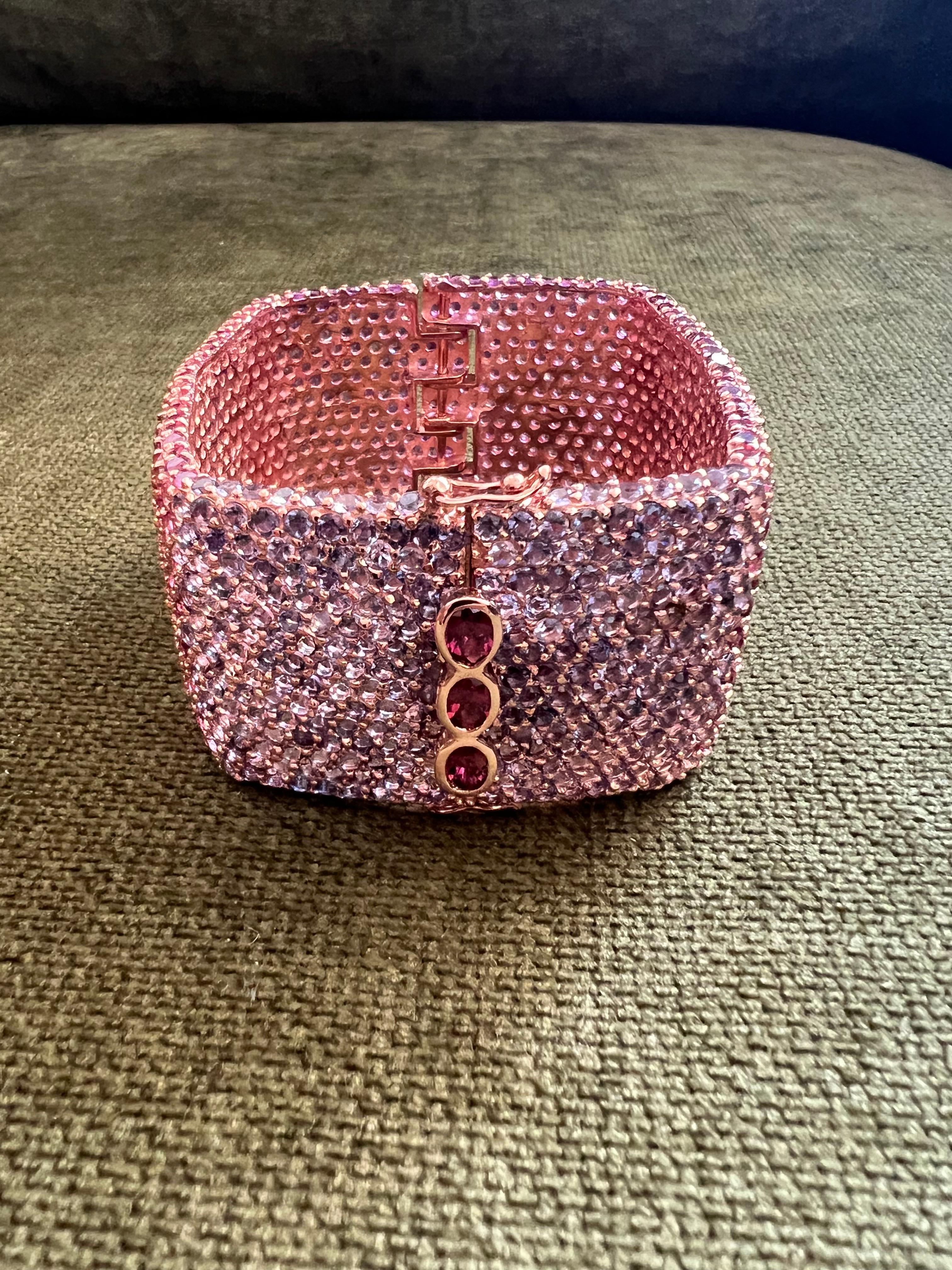 Bochic “Capri” Ruby & Multi Purple Amethyst Bangle Set In 18K Gold & Silver For Sale 12