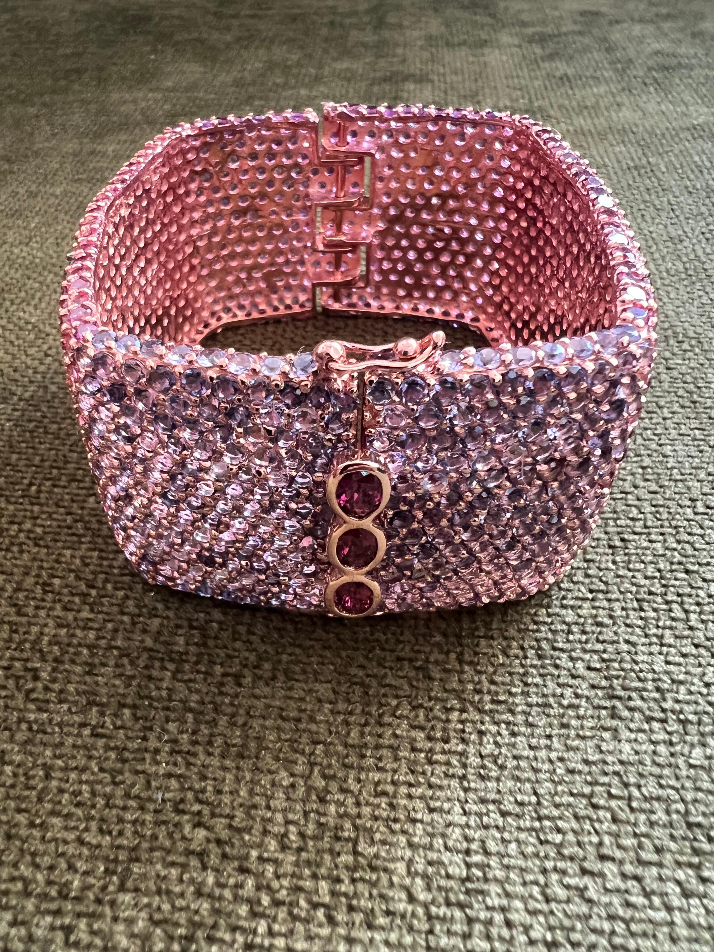 Bochic “Capri” Ruby & Multi Purple Amethyst Bangle Set In 18K Gold & Silver For Sale 13