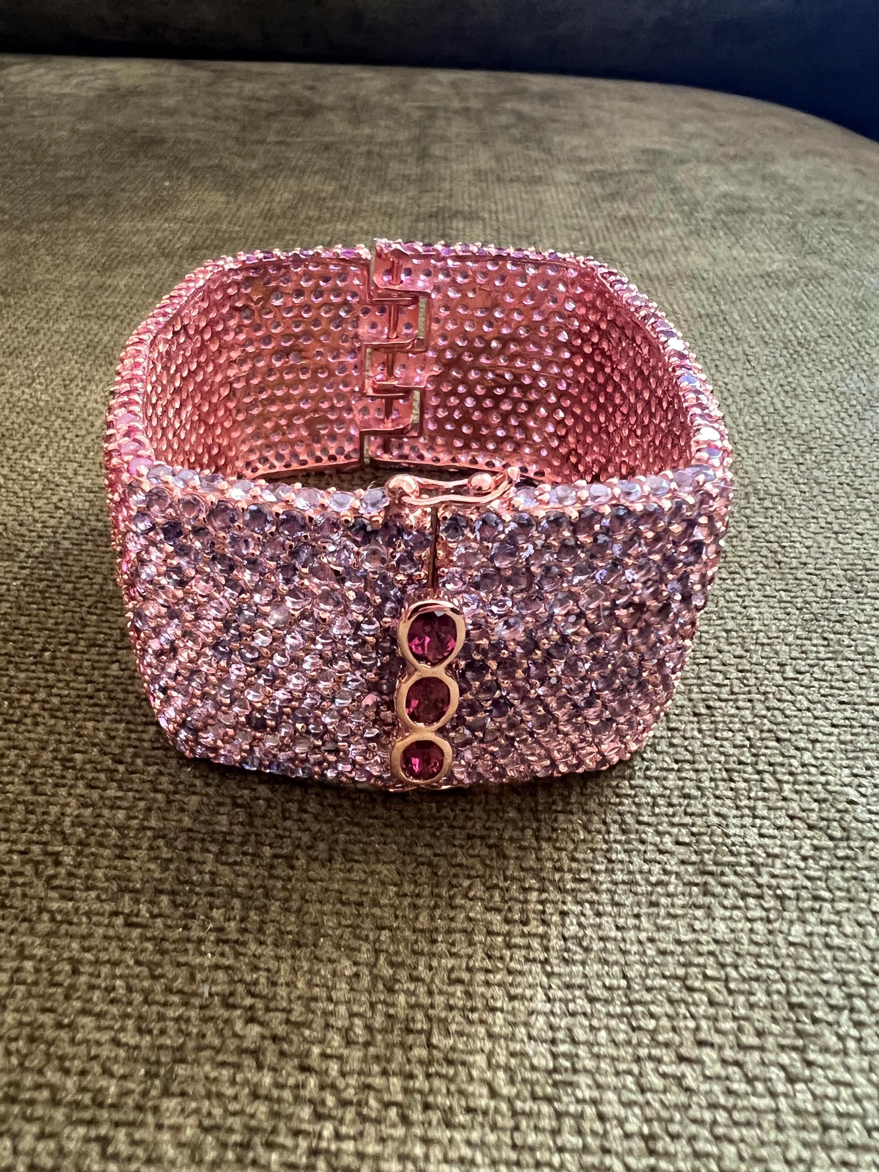 Bochic “Capri” Ruby & Multi Purple Amethyst Bangle Set In 18K Gold & Silver For Sale 14