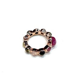 Bochic - Bague "Capri" rubis et multi-tourmalines en or 18 carats et argent
