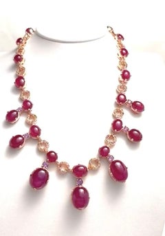 Bochic "Capri" Rubin, Saphir & Amethyst Halskette in 18K Gold & Silber