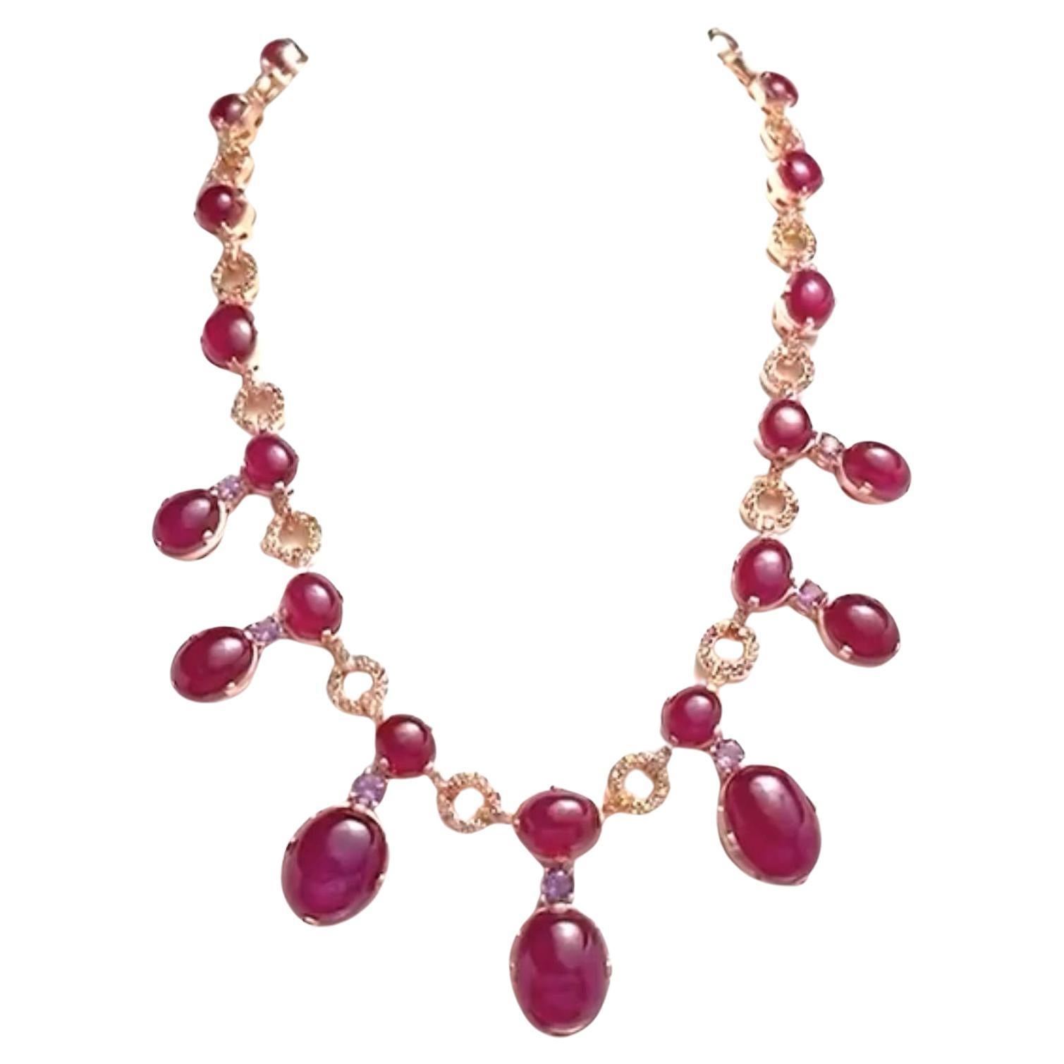 Collar Bochic "Capri" de rubí, zafiro y amatista en oro de 18 quilates y plata