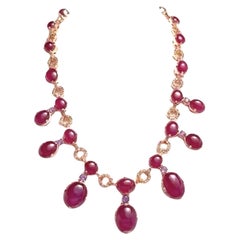 Collar Bochic "Capri" de rubí, zafiro y amatista en oro de 18 quilates y plata