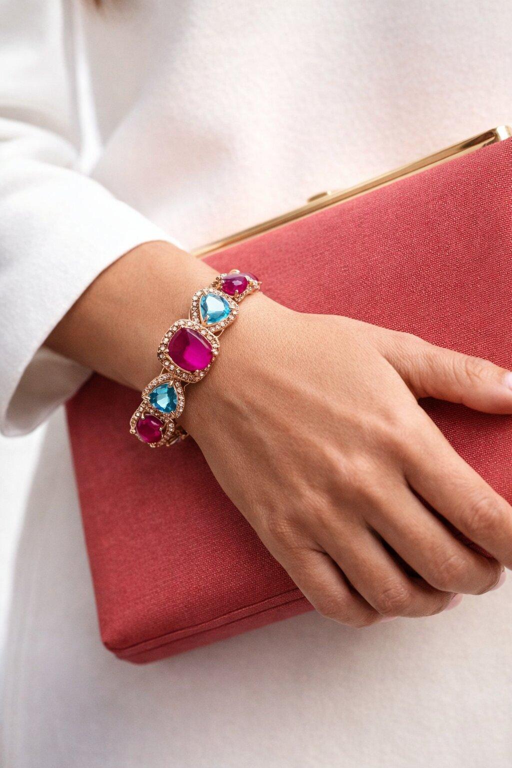 Bochic “capri” Ruby, Sapphire & Multi-gem Cabocho… - image 6