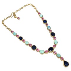 Bochic “Capri” Ruby, Sapphire, Opal Mix gems Necklace Set in 18K Gold & Silver 