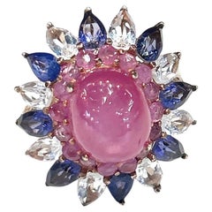 Bochic “Capri” Vintage Ruby, Tanzanite &Topaz Cocktail Ring - 18K Gold & Silver