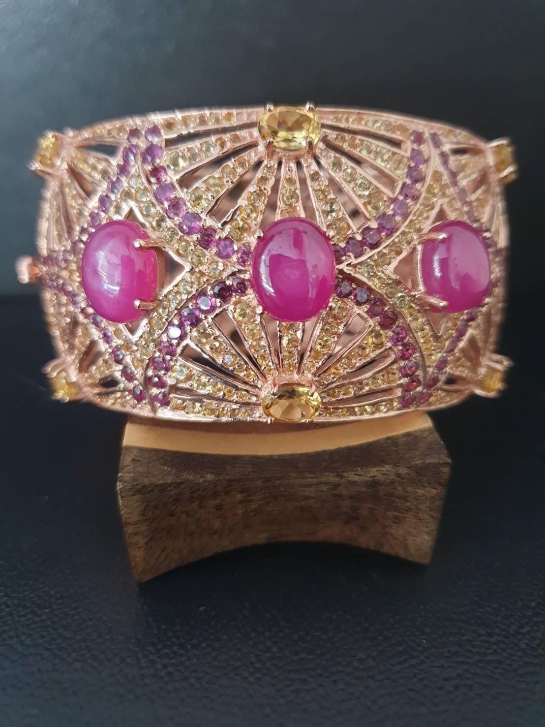 Barocco Bracciale con rubino, topazio, ametista e gemme multiple di Bochic 