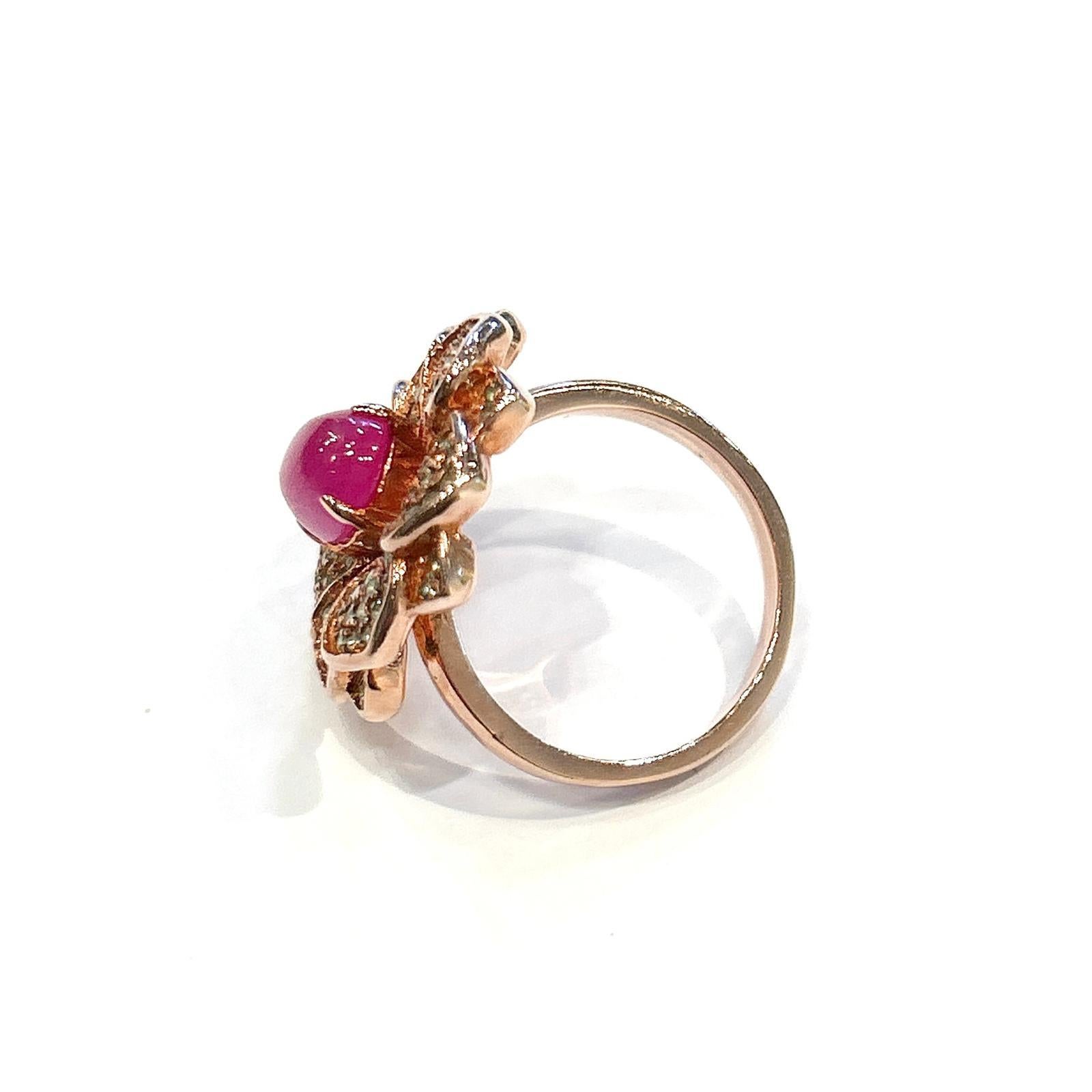 Bochic “Capri” Ruby & Topaz Cocktail Flower Ring Set In 18K Gold & Silver In New Condition For Sale In New York, NY