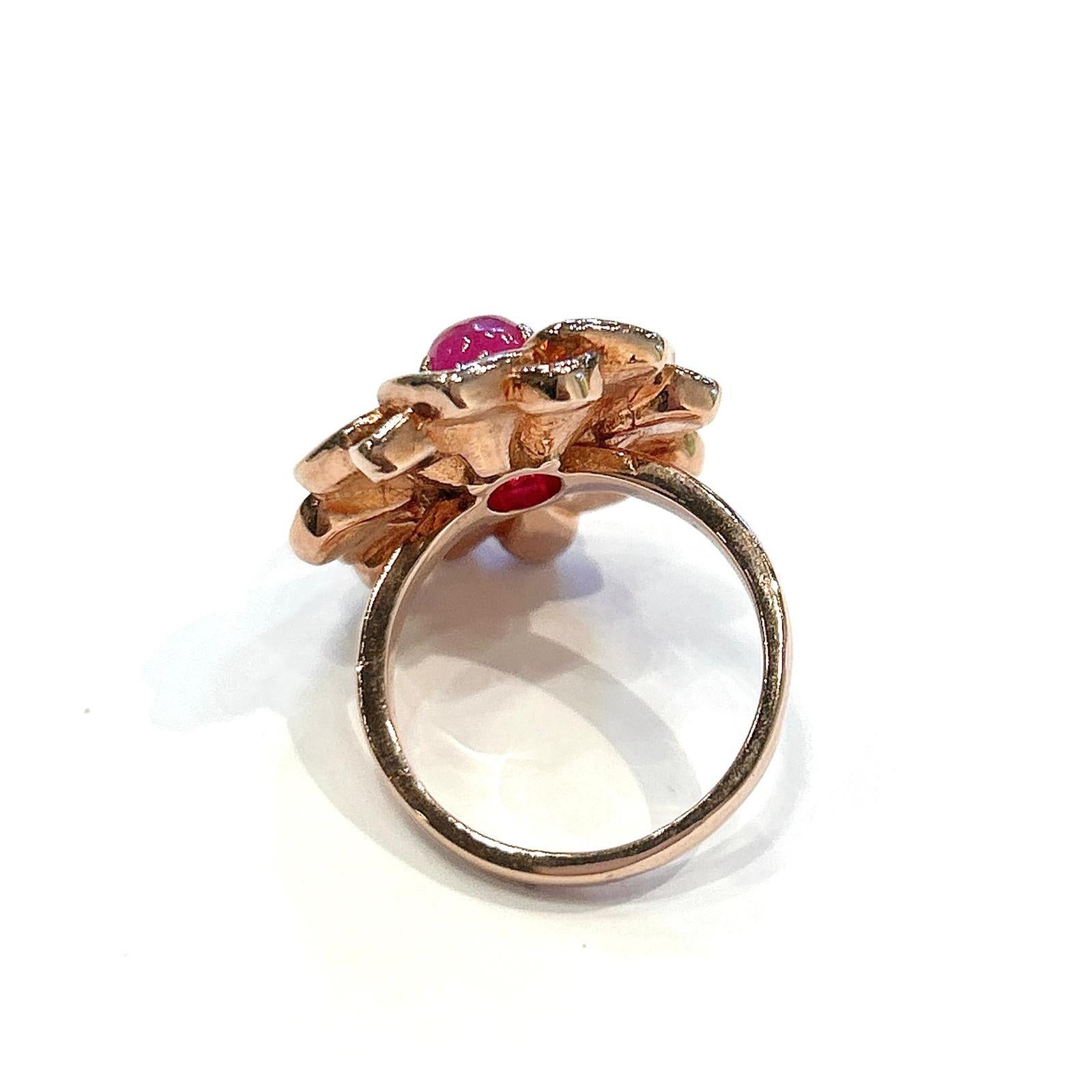 Bochic “Capri” Ruby & Topaz Cocktail Flower Ring Set In 18K Gold & Silver For Sale 1
