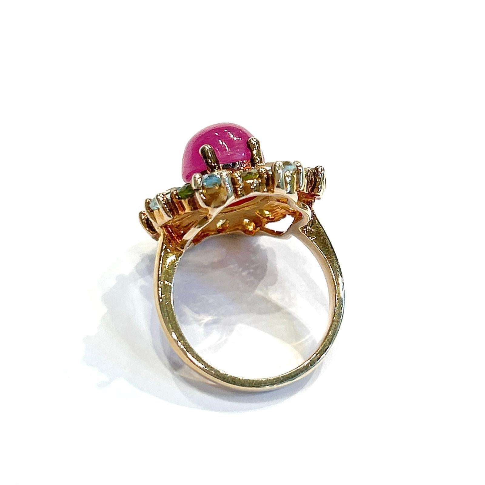 Bochic “Capri” Ruby, Topaz & Peridot Cocktail Ring Set 18K Gold & Silver 1