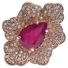 Anillo de cóctel Bochic "Capri" de oro rosa de 18 quilates y plata con rubí y topacio blanco