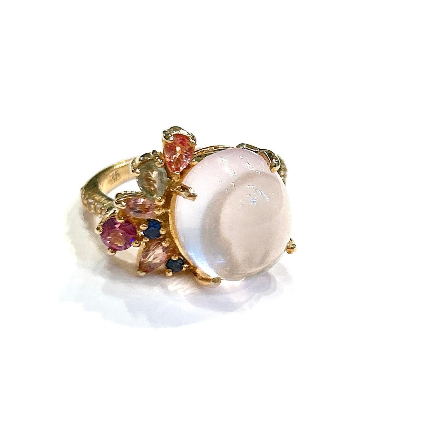Bochic “Capri” Sapphires, Tourmaline & Pink Quartz Ring Set 18K Gold & Silver 

Natural Pink Quartz
4.00 carats 
Natural Tourmaline & Sapphires
3.00 carats 
Natural White Topaz
1.00 carats 

This Ring is from the 