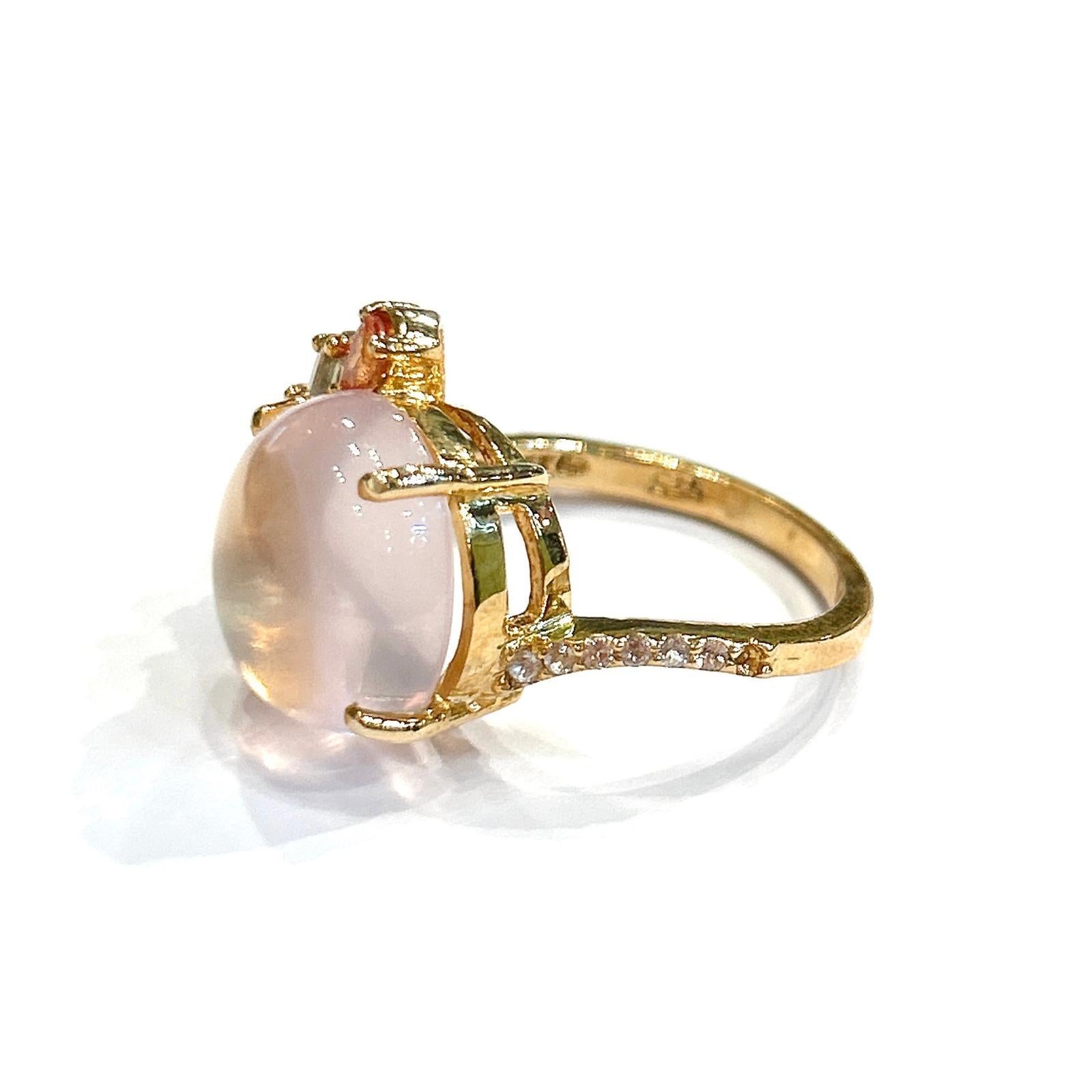 Women's or Men's Bochic “Capri” Sapphires, Tourmaline & Pink Quartz Ring Set 18K Gold & Silver For Sale