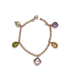 Bochic “Capri” Vintage Amethyst, Citrin & Peridot Bracelet 18K Gold & Silver