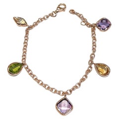 Bochic “Capri” Sexy Amethyst, Citrin & Peridot Bracelet Set 18K Gold & Silver