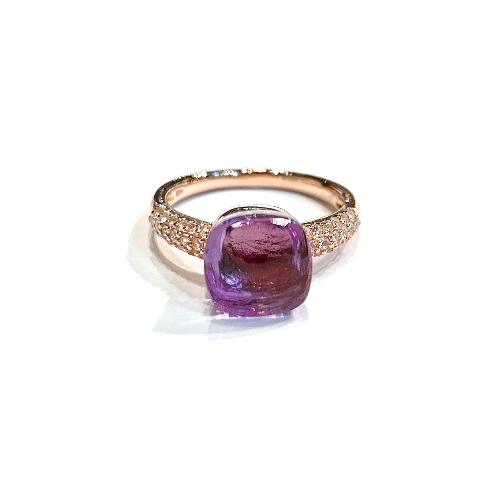 Bochic “Capri” Square Cut Amethyst & Topaz Ring Set In 18K Gold & Silver In New Condition For Sale In New York, NY