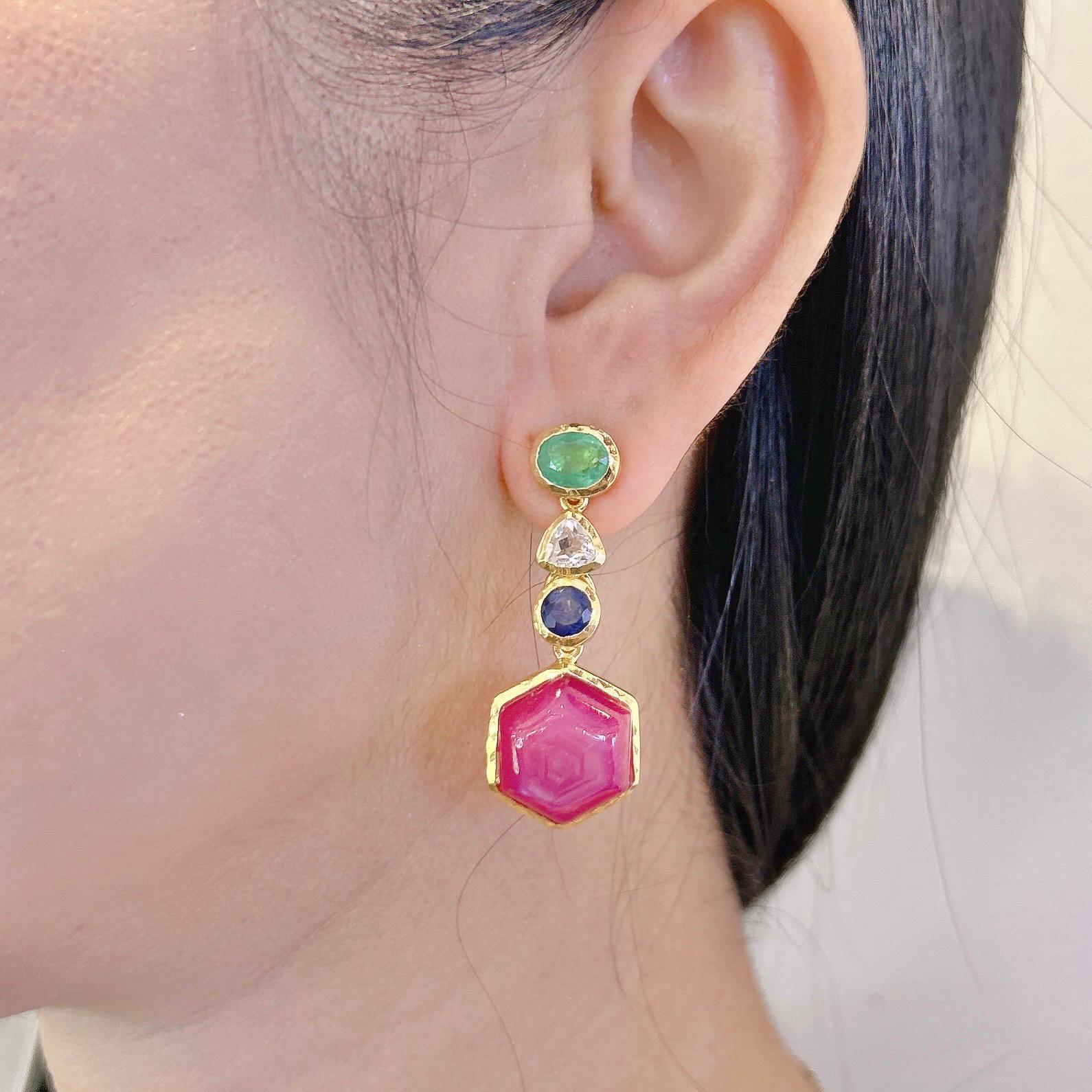 Bochic “Capri” Star Ruby, Emerald, Sapphire Necklace Set in 22k Gold & Silver 3
