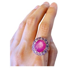 Bochic “Capri” Star Ruby Cocktail Ring with Purple Tanzanite set in 22K Gold …