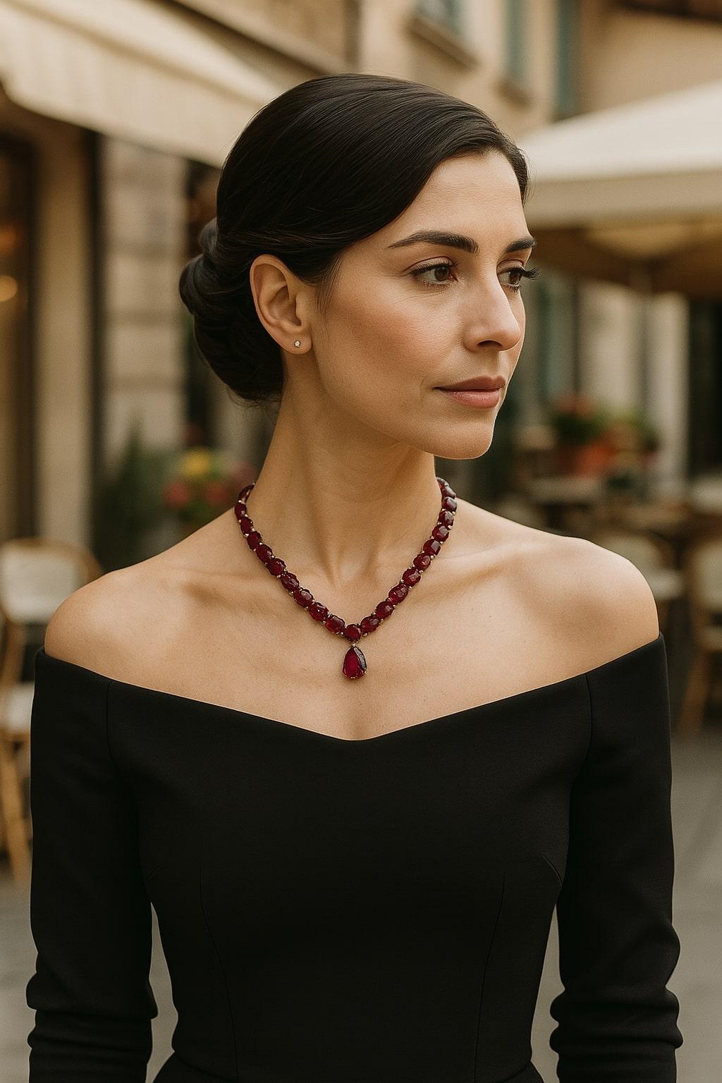 Bochic “Capri” Vintage 100 Carat Plus Of Natural Ruby Necklace Set 18K Gold & Si For Sale 10