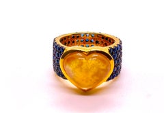 Anello Bochic Capri Vintage con 10 zaffiri gialli e 2 zaffiri blu, in oro 18 carati e argento