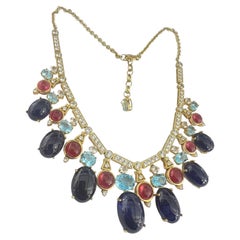 Bochic Capri Vintage 18K Gold & Silver Necklace with Ruby & Sapphire