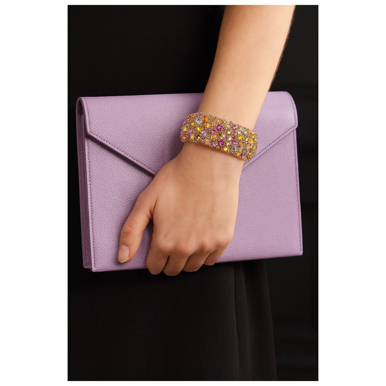 Bochic “Capri” Vintage Amethyst, Aquamarine 
Citrine Bangle Set In 18K Gold 
S