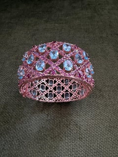 Bochic “Capri” Vintage Amethyst & Blue Topaz Cuff - 18K Gold & Silver