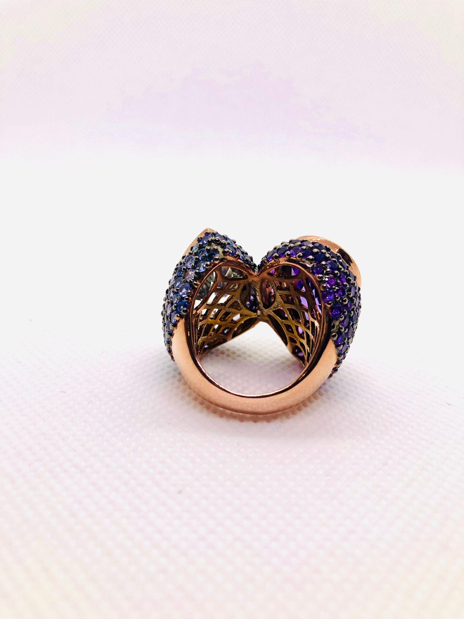 Anello vintage di ametista e topazio blu di Bochic 