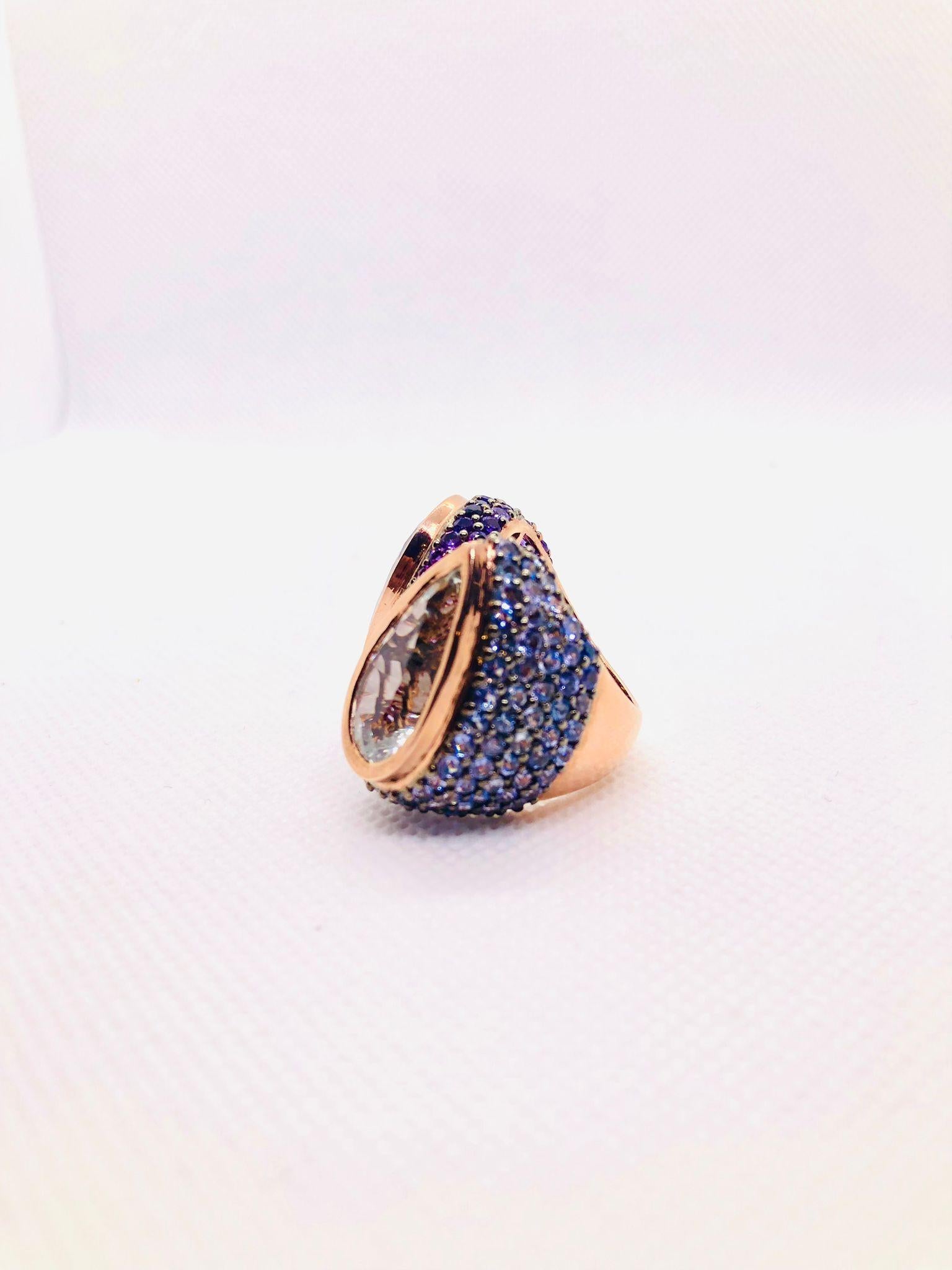 Anello vintage di ametista e topazio blu di Bochic 
