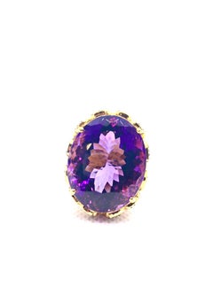 Bochic “Capri” Vintage Amethyst & Diamond Ring Set In 18K Gold & Silver