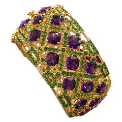 Bochic "Capri" Vintage Amethyst & Multi Farbe Edelstein & Manschette - 18K Gold & Silber
