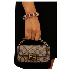 Bochic "Capri" Bracciale vintage con ametista e zaffiri multicolore in argento e 18 carati
