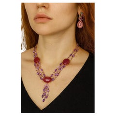 Bochic "Capri" Collana vintage Art of Vintage con rubino e ametista in argento e 18 carati