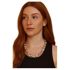 Bochic “Capri” Vintage Baroque Pearl & Multi Gem Necklace Set in 18K & Silver