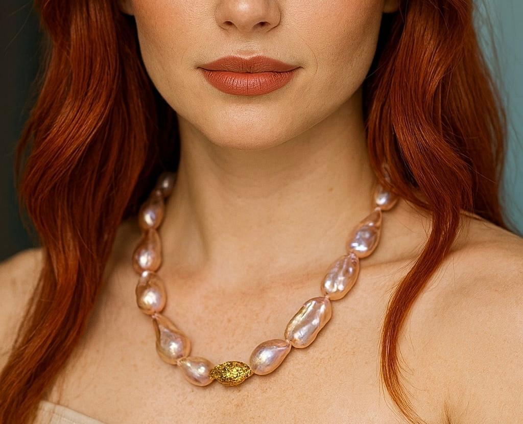 Bochic “Capri” Vintage Baroque Pearl & Multi Gem Necklace Set in 18K & Silver For Sale 3