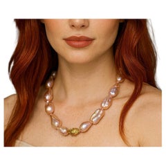 Bochic “Capri” Vintage Baroque Pearl & Multi Gem Necklace Set in 18K & Silver