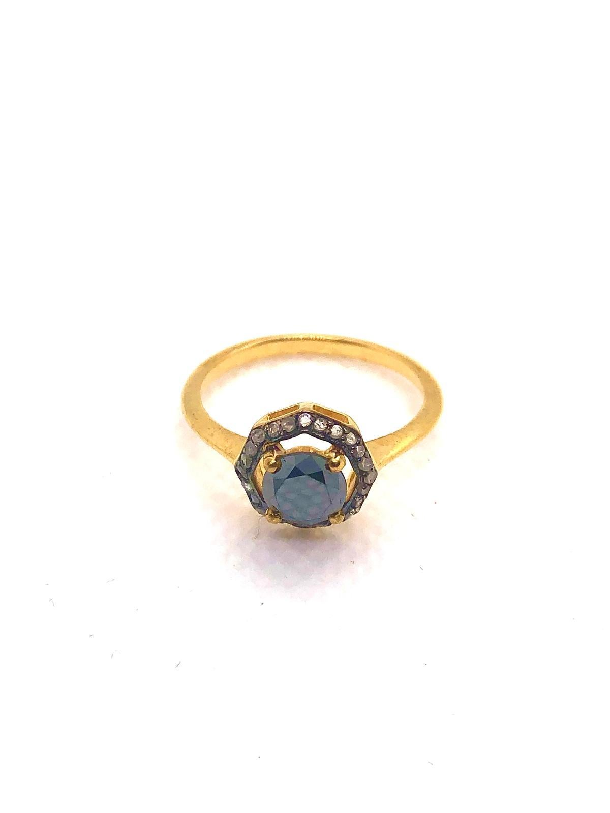 Anello vintage con diamanti neri e diamanti retrò di Bochic 