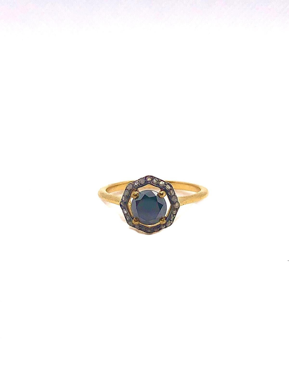 Anello vintage con diamanti neri e diamanti retrò di Bochic 