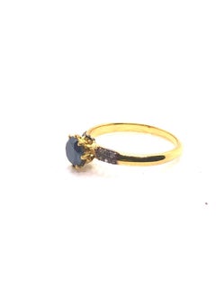 Bochic “Capri” Vintage Black Diamond & Diamonds Retro Ring Set In 18K Gold & Sil