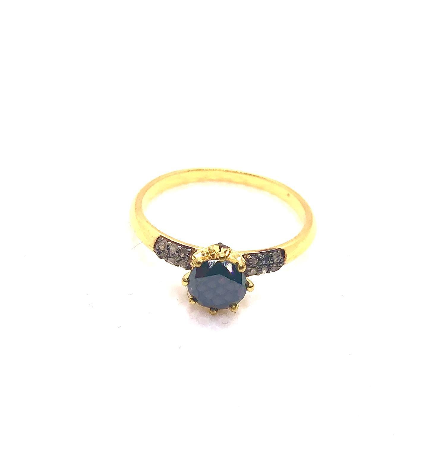 Anglo-indiano Anello vintage con diamanti neri e diamanti retrò di Bochic 