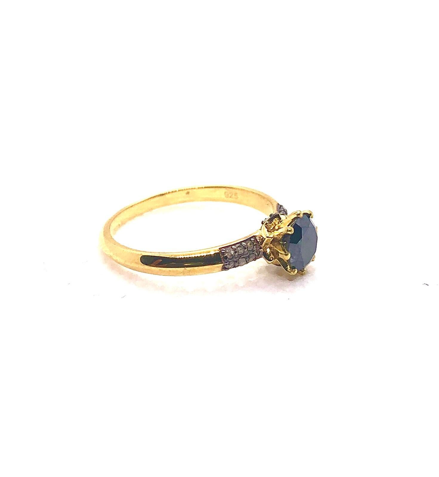 Taglio brillante Anello vintage con diamanti neri e diamanti retrò di Bochic 