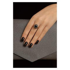 Bochic “Capri” Vintage Black Diamond & Diamonds Retro Ring Set In 18K Gold & Sil