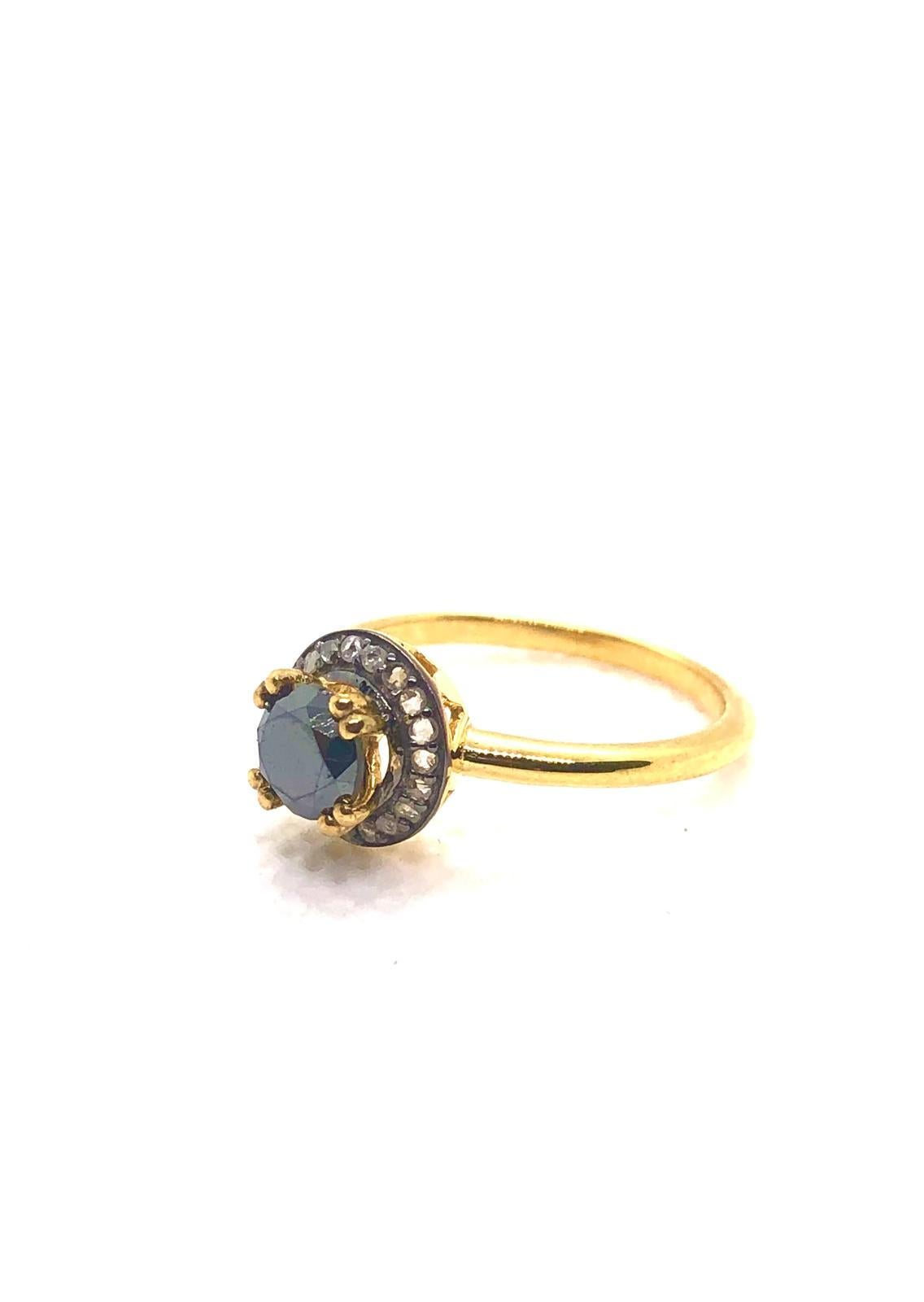 Anello vintage con diamanti neri e grigi di Bochic 