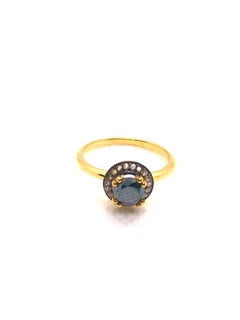 Bochic “Capri” Vintage Black Diamond & Gray Diamonds Ring Set In 18K Gold & Silv